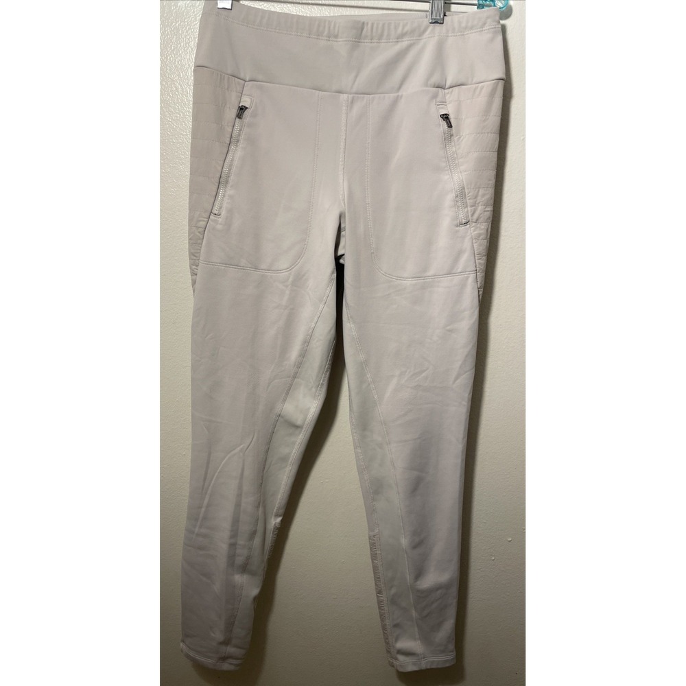 Athleta Peak Hybrid Fleece Tight Birch Grey Beige Running Hiking Quilted Pants